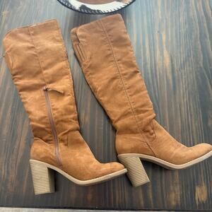 DV Dolce Vita Marilyn Over-the-Knee Heeled Boots Tan Women's Size 9.5